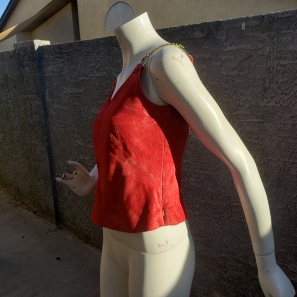 W BY WORTH RED SOFT LEATHER‎ TOP - Picture 11 of 13